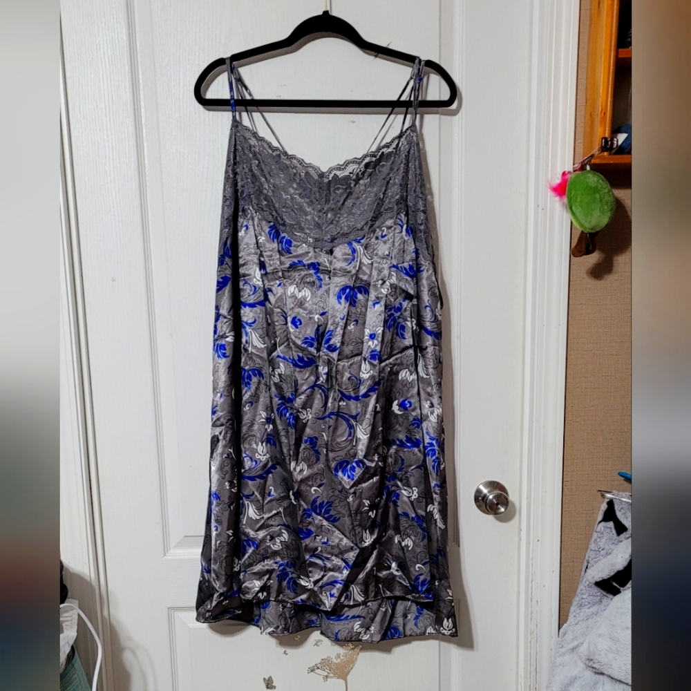 Gray & Blue 2pc set Bathrobe Sleepwear Amoureuse 3X